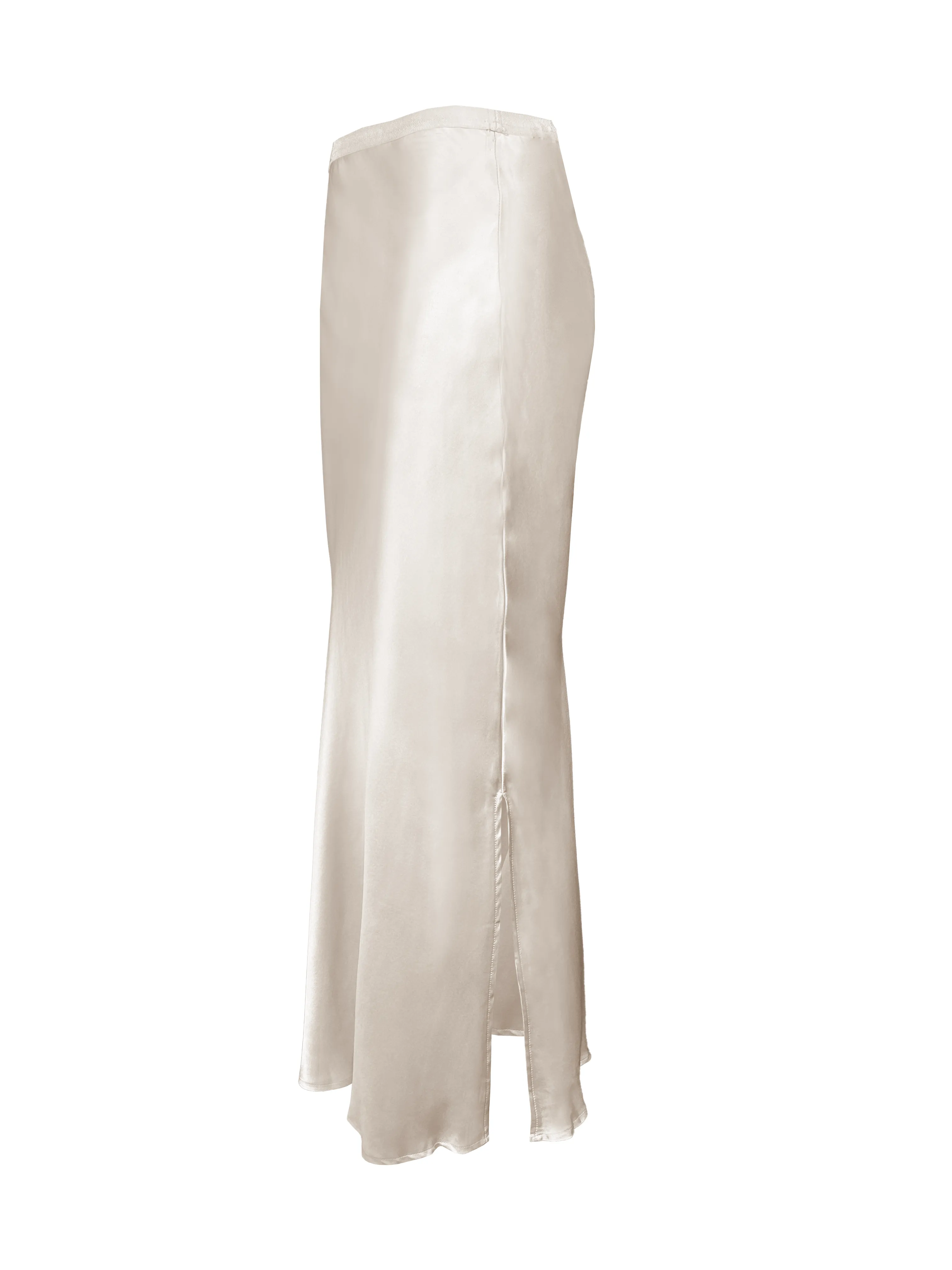 Silk Bias Long Skirt Pearl