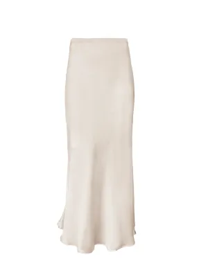 Silk Bias Long Skirt Pearl