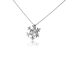 Solitaire Dancing Diamond Snowflake Pendant w/ Chain