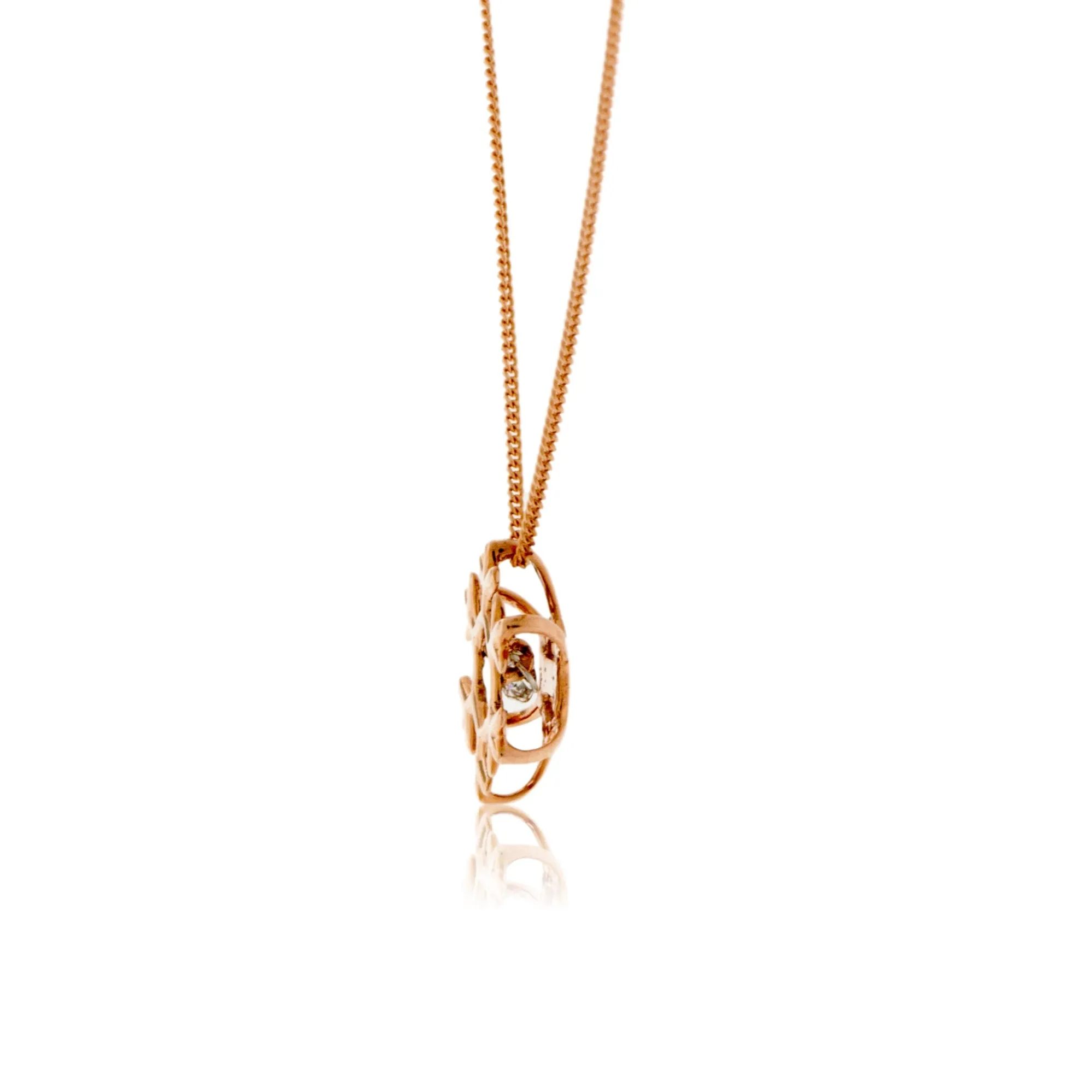 Solitaire Dancing Diamond Snowflake Pendant w/ Chain