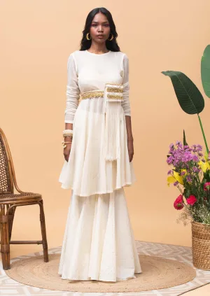 Stella ivory peplum Gharara set