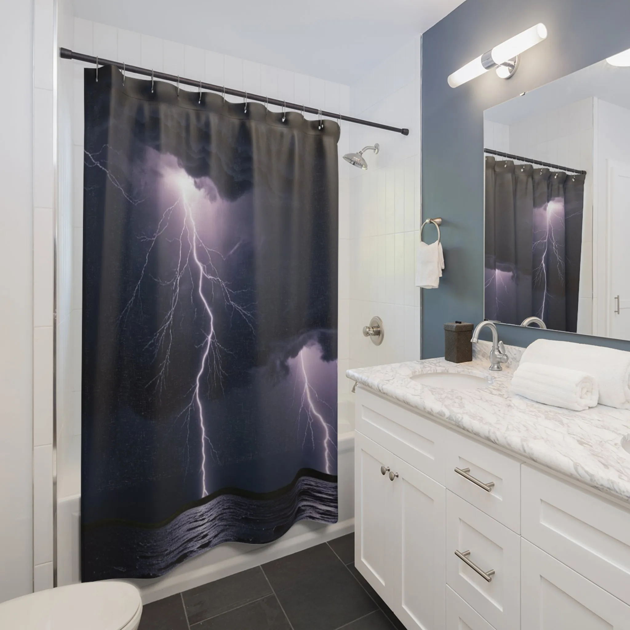 Stormy Lightning Shower Curtain - Dramatic Bathroom Decor