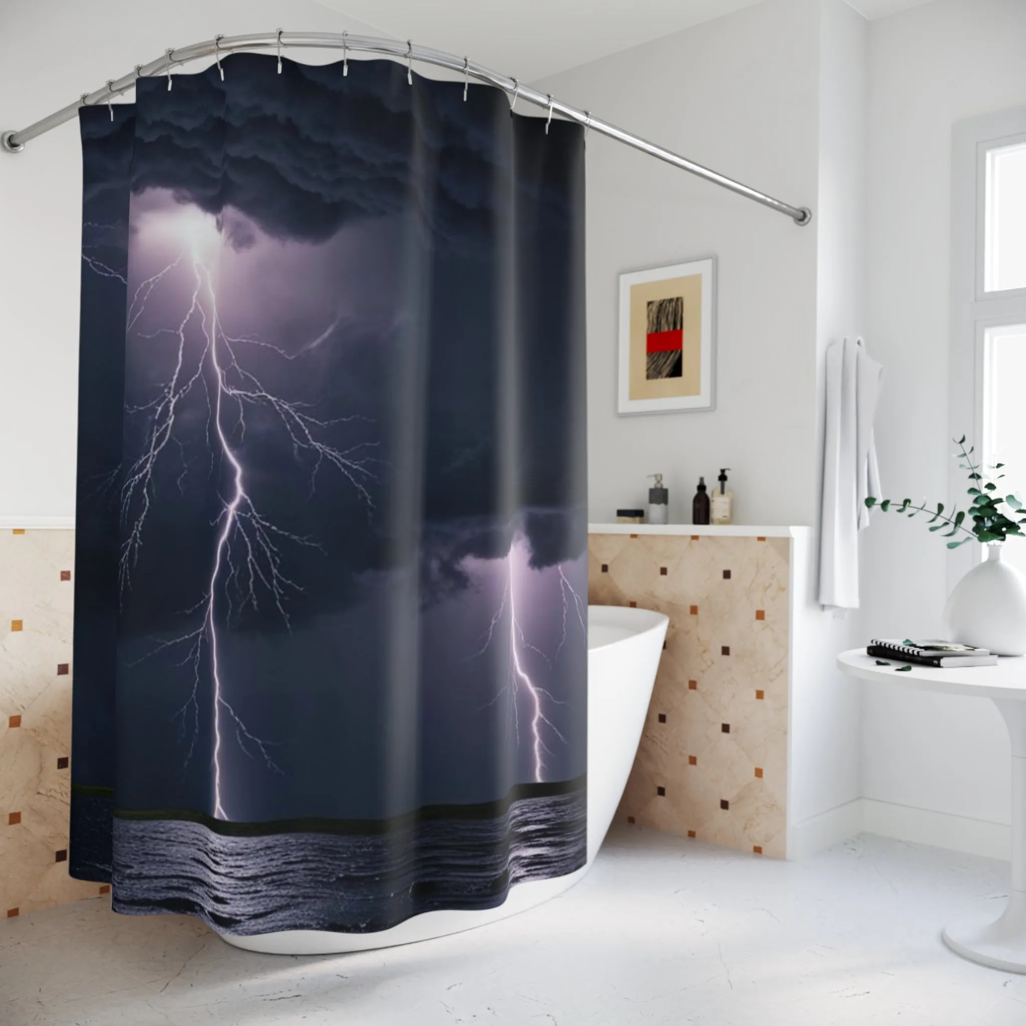 Stormy Lightning Shower Curtain - Dramatic Bathroom Decor
