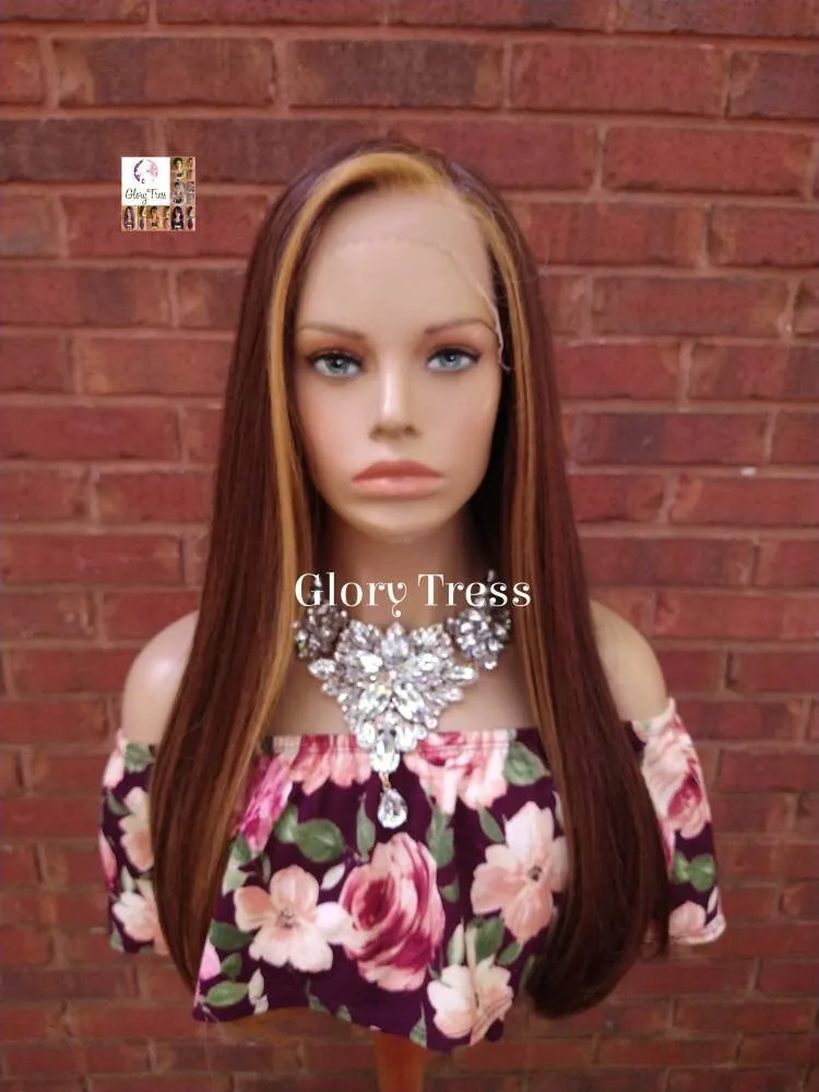 Straight Lace Front Wig, Human Hair Blend, 13X6 Free Parting, HD Lace Frontal, Glory Tress, Blonde Wig // JOY