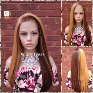 Straight Lace Front Wig, Human Hair Blend, 13X6 Free Parting, HD Lace Frontal, Glory Tress, Blonde Wig // JOY
