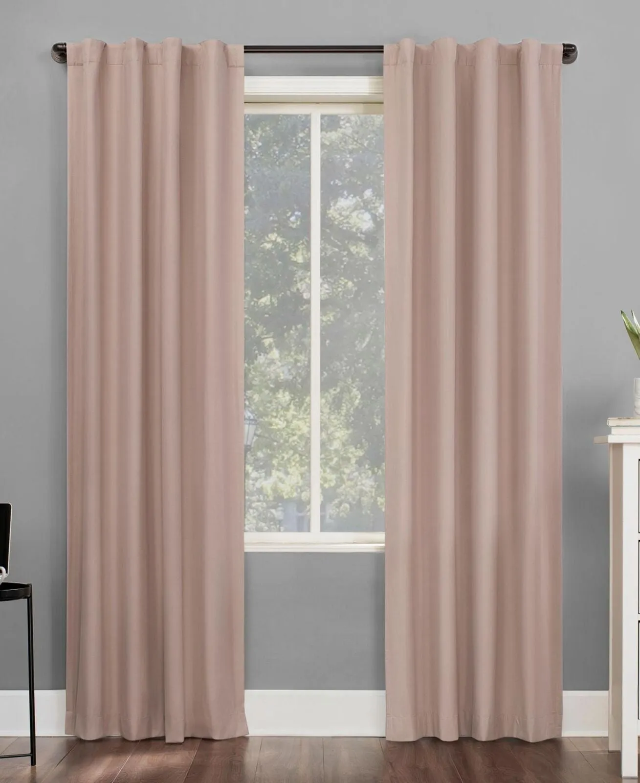 Sun Zero Cyrus Thermal Total Blackout Back Tab Curtain Panel Blush Pink 40" x 96