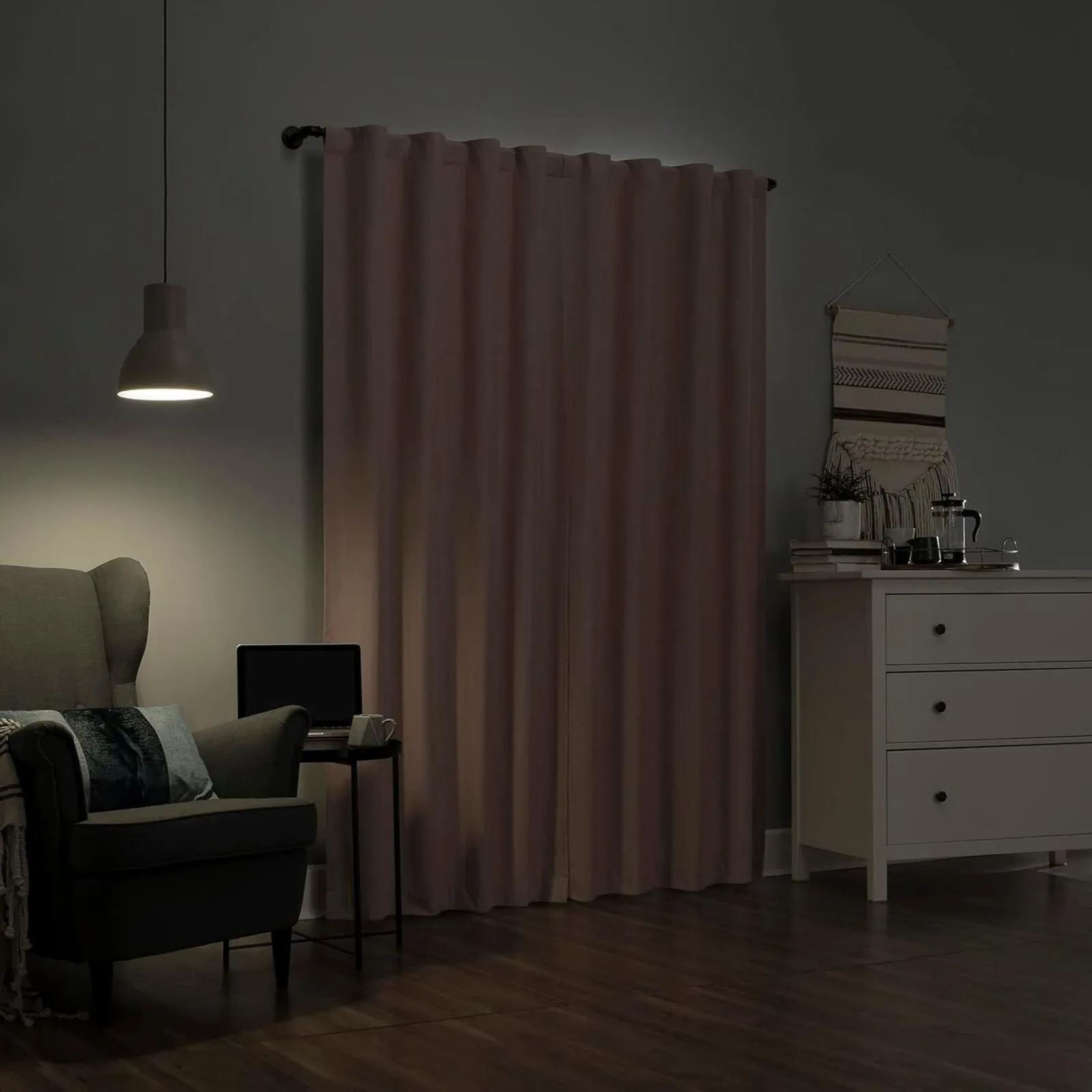 Sun Zero Cyrus Thermal Total Blackout Back Tab Curtain Panel Blush Pink 40" x 96
