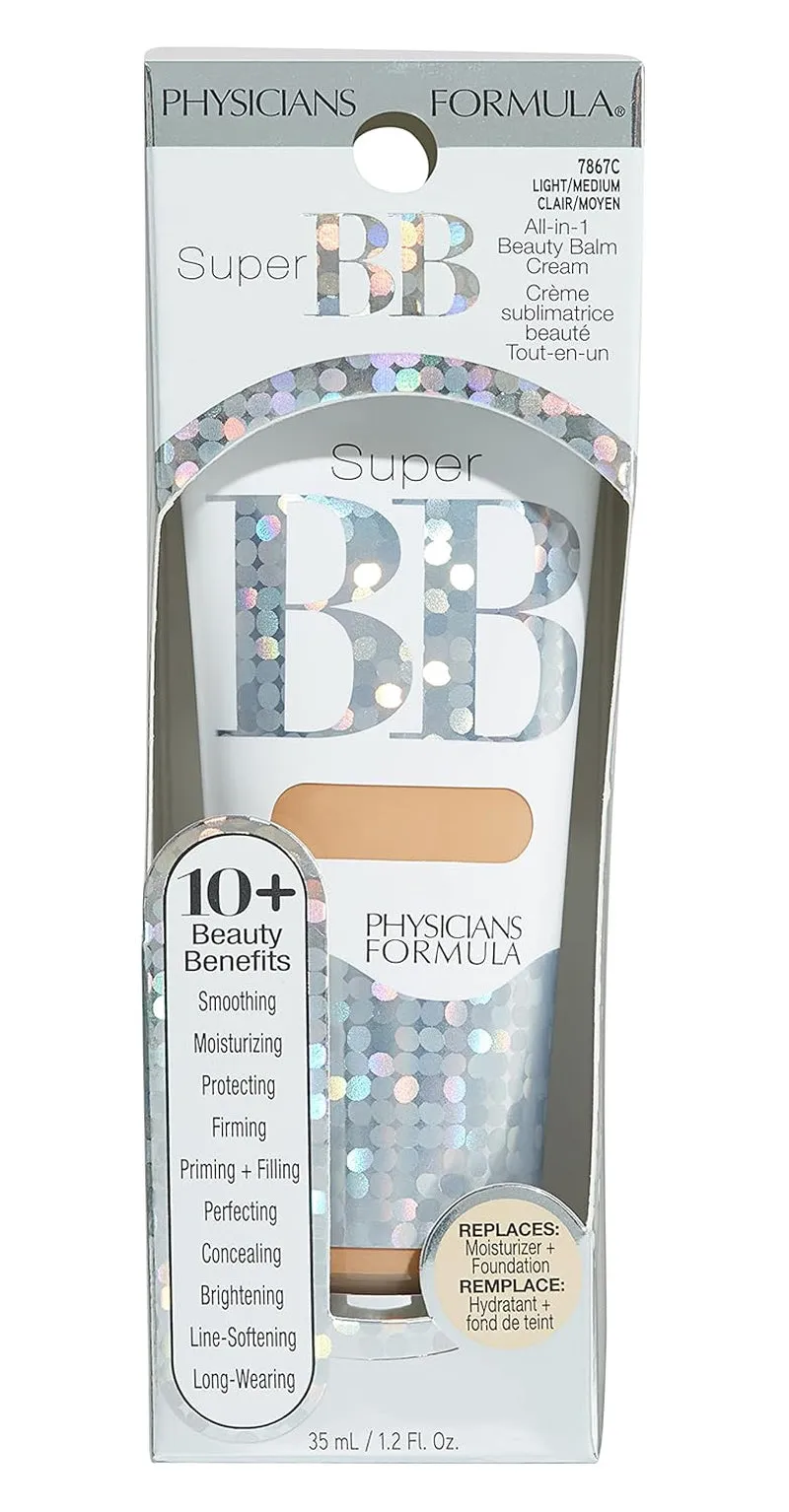 Super BB Cream. All in 1 Tinted Beauty Balm Foundation Cream, Sheer Moisturizing Coverage, Cruelty Free Light/Medium