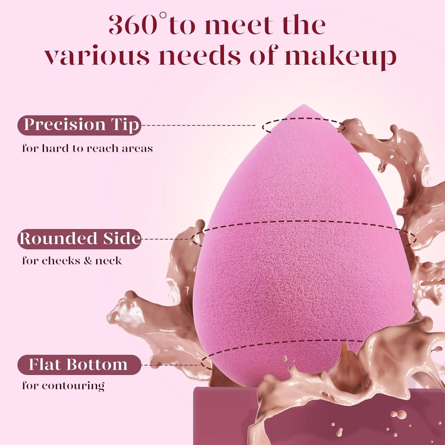 Super Soft Makeup Sponge Set of 6, Makeup Sponges for Foundation, Liquid, Cream and Powder, Pink Beauty Sponge for Blending, 0 Latex Blender