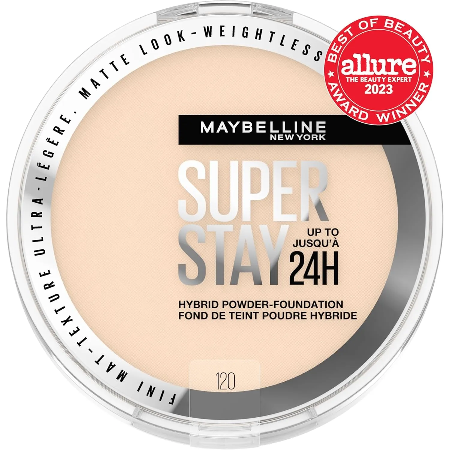 Super Stay up to 24HR Hybrid Powder-Foundation, Medium-To-Full Coverage Makeup, Matte Finish, 120, 1 Count