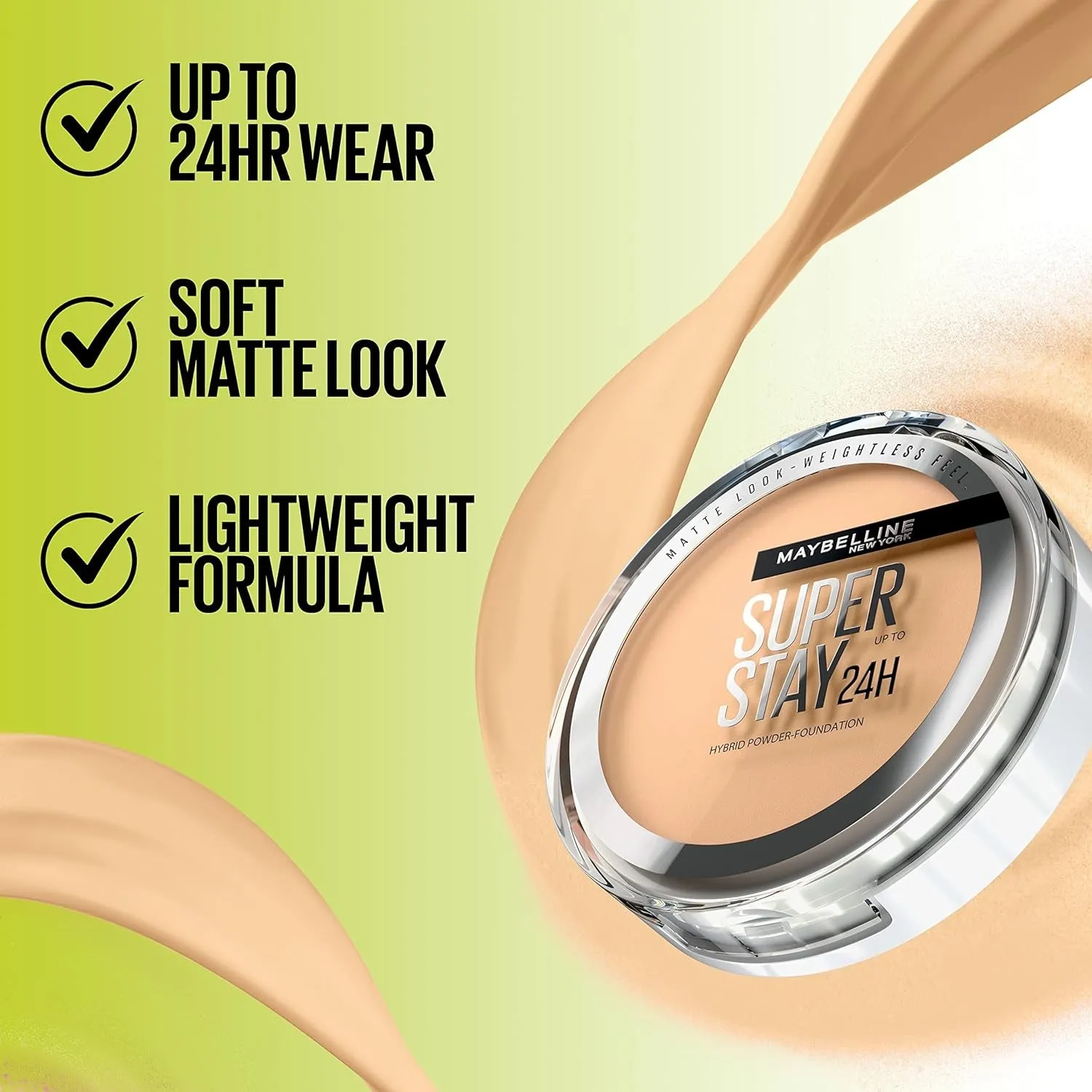 Super Stay up to 24HR Hybrid Powder-Foundation, Medium-To-Full Coverage Makeup, Matte Finish, 120, 1 Count