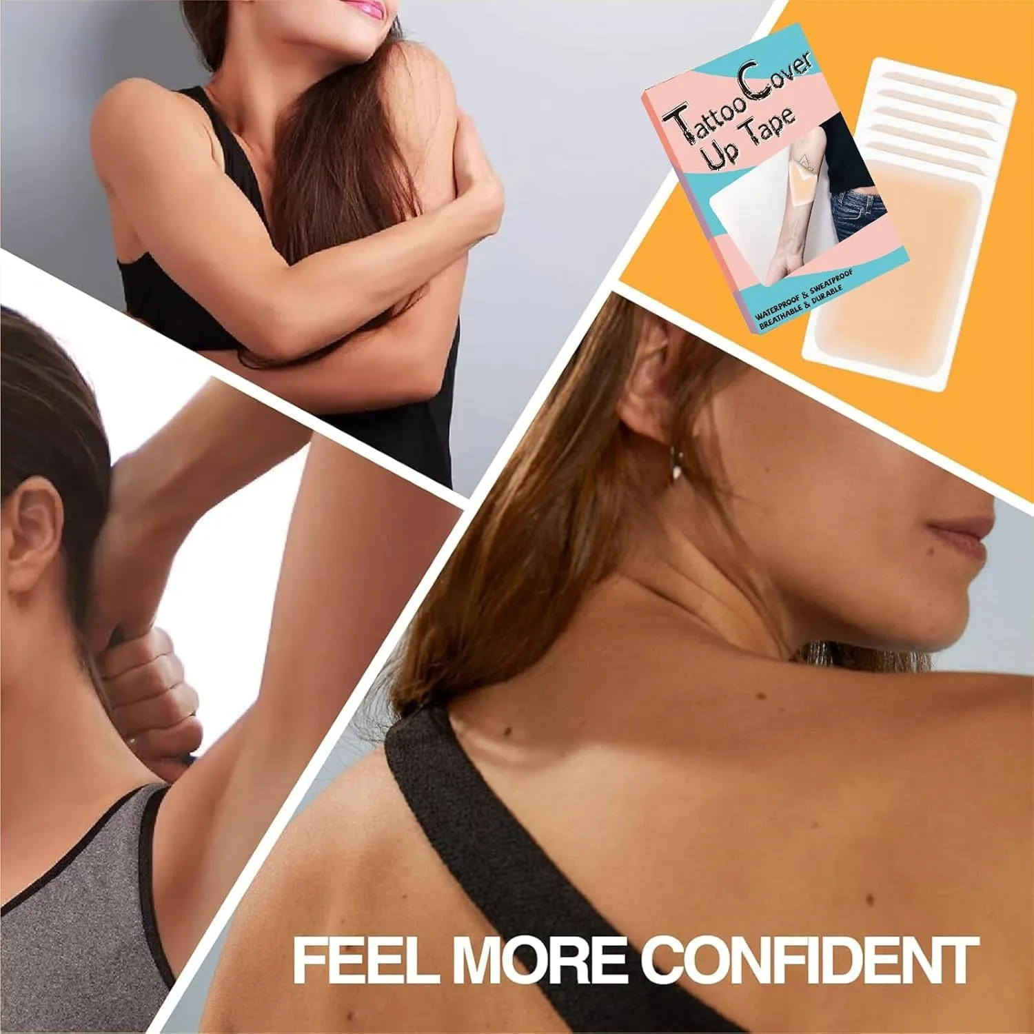 Tattoo Cover up Patch, Tattoo Cover up Tape, Ultra Thin Patch for Tattoo Scar and Birthmarks, Invisible Waterproof Skin Tone Concealer Sticker for Covering up Scars Tattoos, 6 Pcs - Light Skin