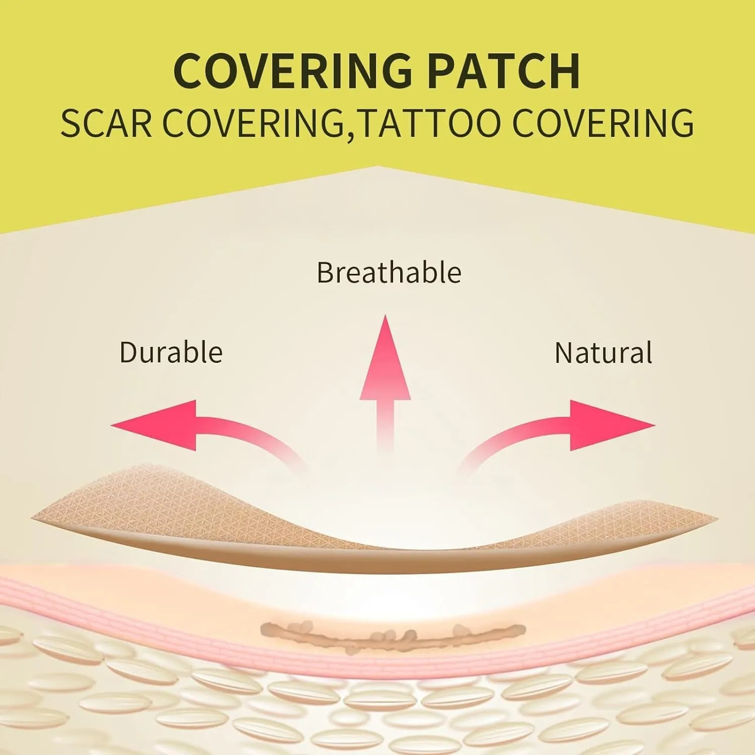 Tattoo Cover up Patch, Tattoo Cover up Tape, Ultra Thin Patch for Tattoo Scar and Birthmarks, Invisible Waterproof Skin Tone Concealer Sticker for Covering up Scars Tattoos, 6 Pcs - Light Skin