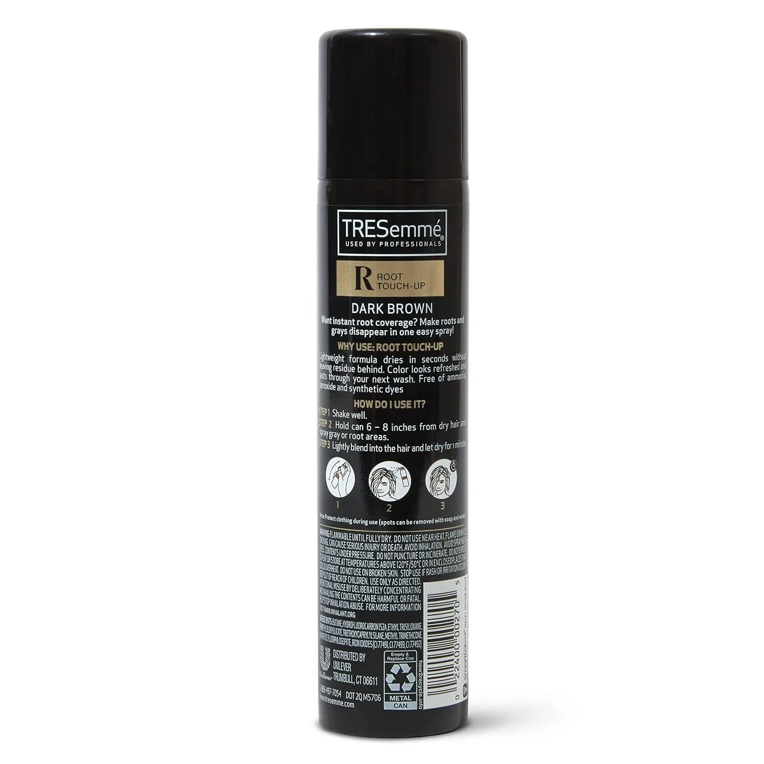 Temporary Hair Color Root Touch-Up Dark Brown Ammonia-Free, Peroxide-Free Root Cover up Spray 2.5 Fl Oz