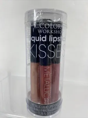 The Color Workshop Liquid Lipstick Kisses Metallic & Matte NIP 4 Lipsticks