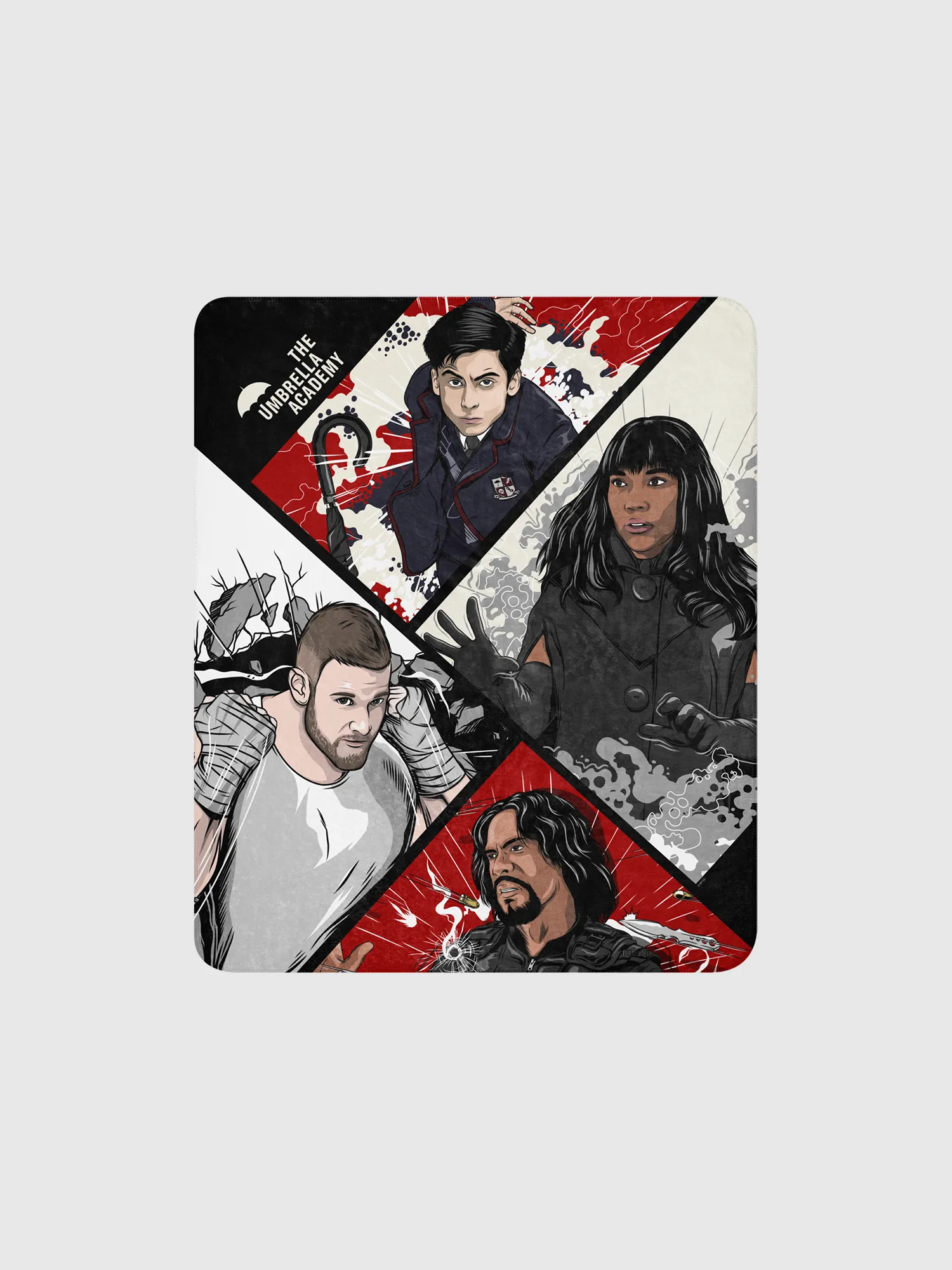 The Umbrella Academy Action Grid Premium Sherpa Blanket