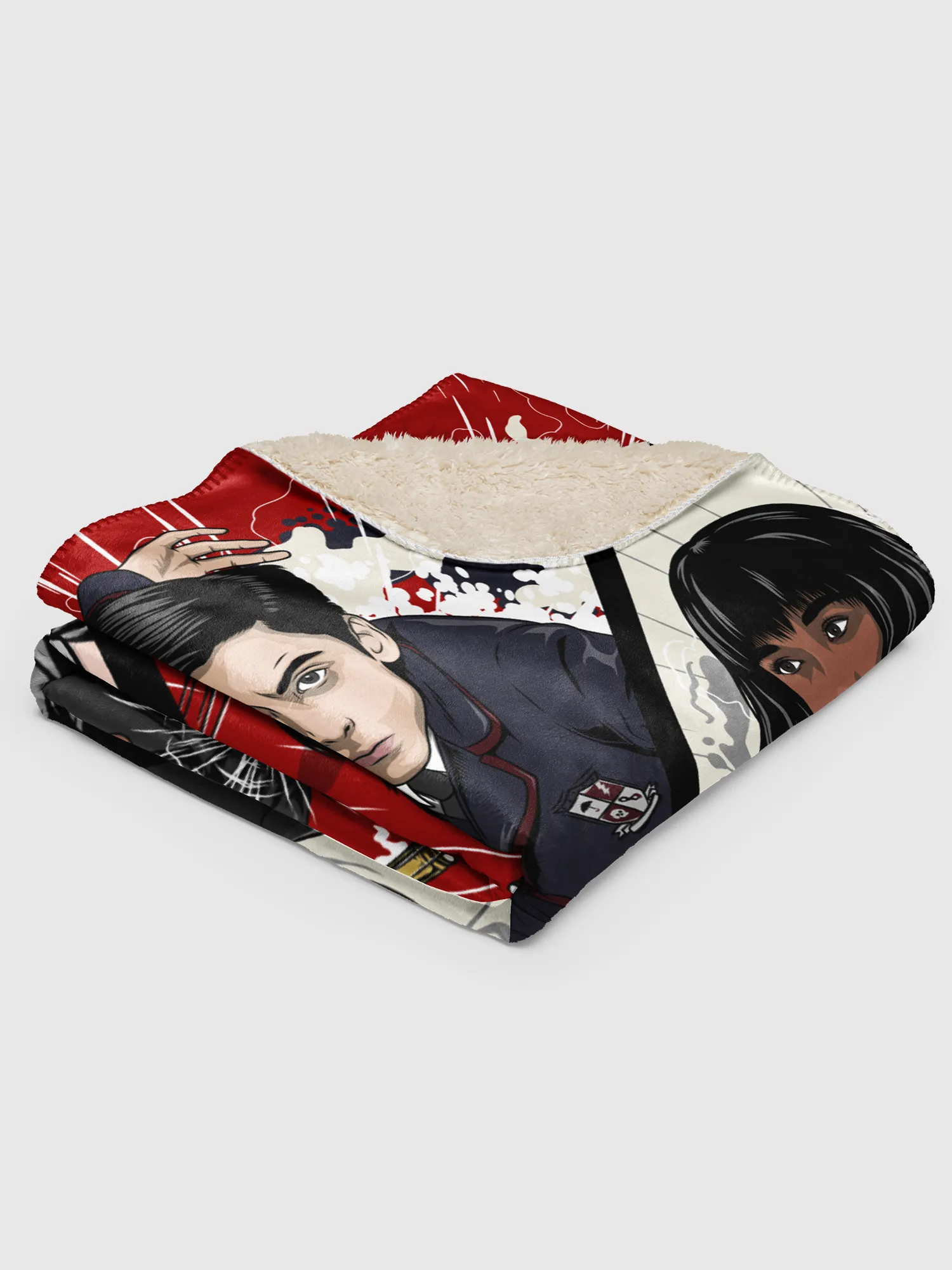 The Umbrella Academy Action Grid Premium Sherpa Blanket