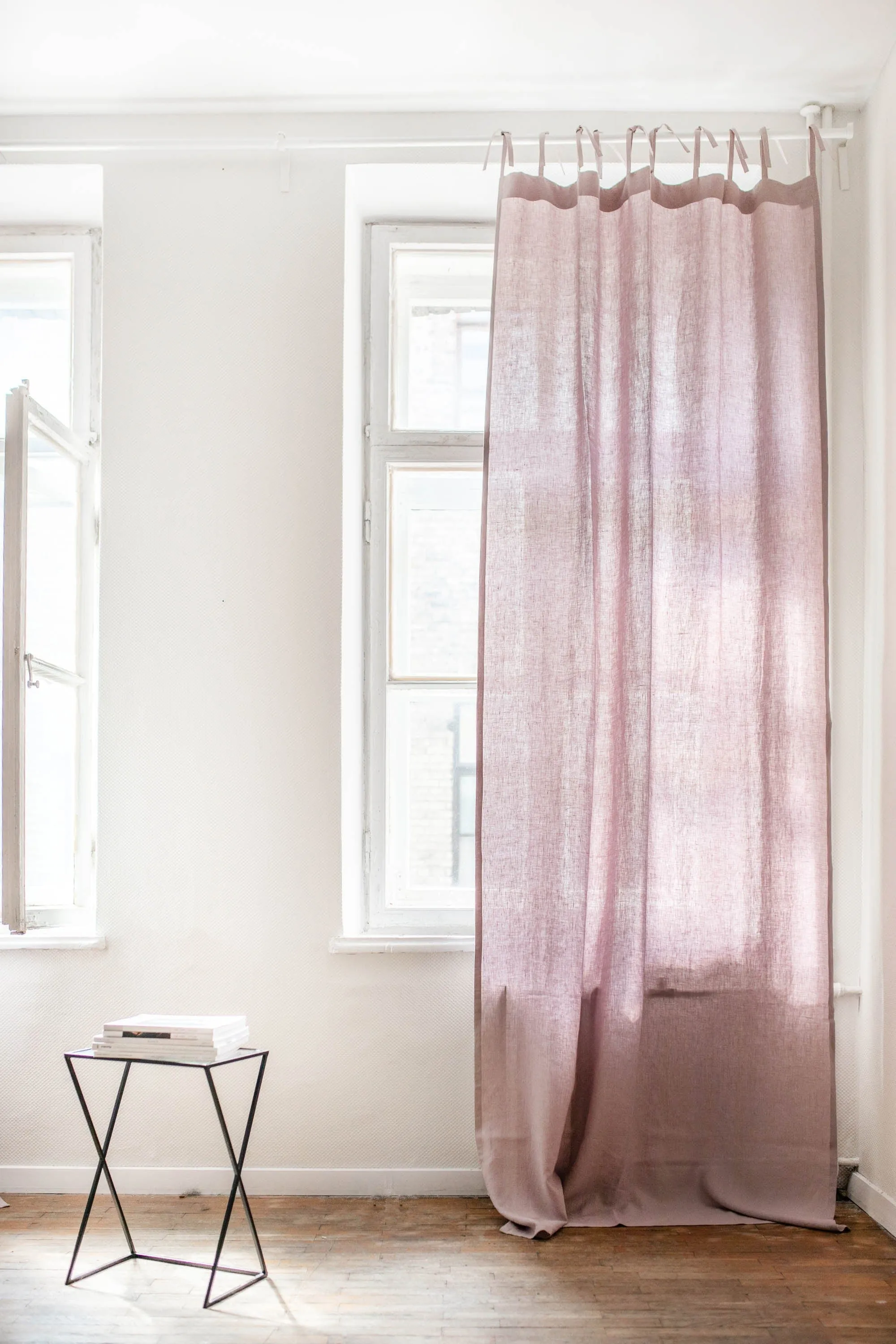 Tie Top Linen Curtain | Multiple Colours