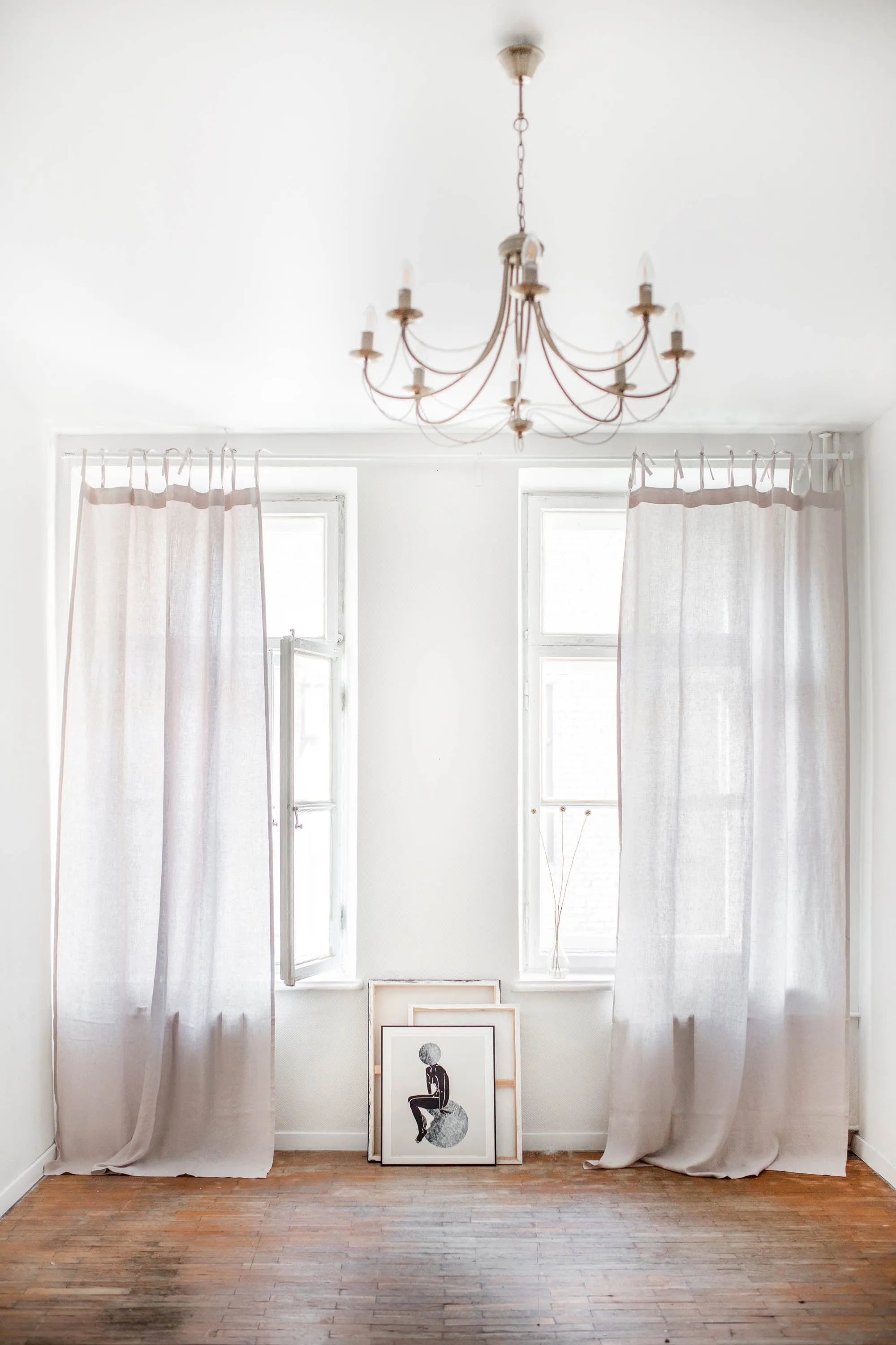 Tie Top Linen Curtain | Multiple Colours
