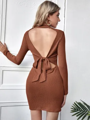 Tied Backless Bodycon Dress( CLEARANCE SALE