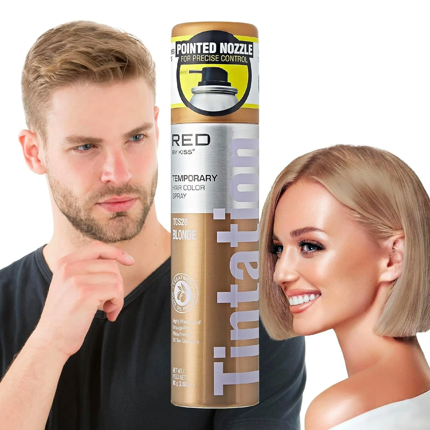Tintation Temporary Hair Color Spray, Instant Gray Root Cover Up, Water-Resistant, Smudge-Proof, Easy Wash Out, Hairline & Barber Touch-Up, Quick Dry (Black)