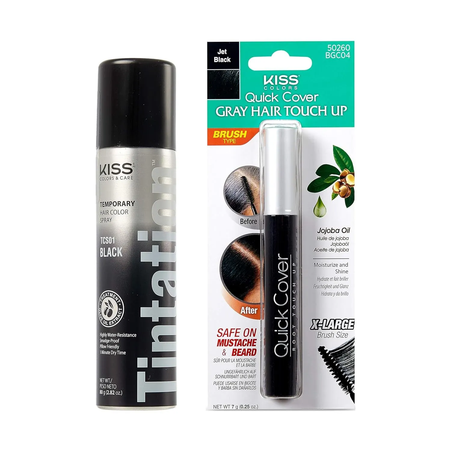 Tintation Temporary Hair Color Spray, Instant Gray Root Cover Up, Water-Resistant, Smudge-Proof, Easy Wash Out, Hairline & Barber Touch-Up, Quick Dry (Black)