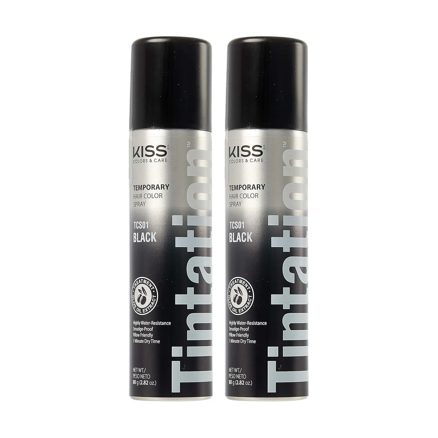 Tintation Temporary Hair Color Spray, Instant Gray Root Cover Up, Water-Resistant, Smudge-Proof, Easy Wash Out, Hairline & Barber Touch-Up, Quick Dry (Black)