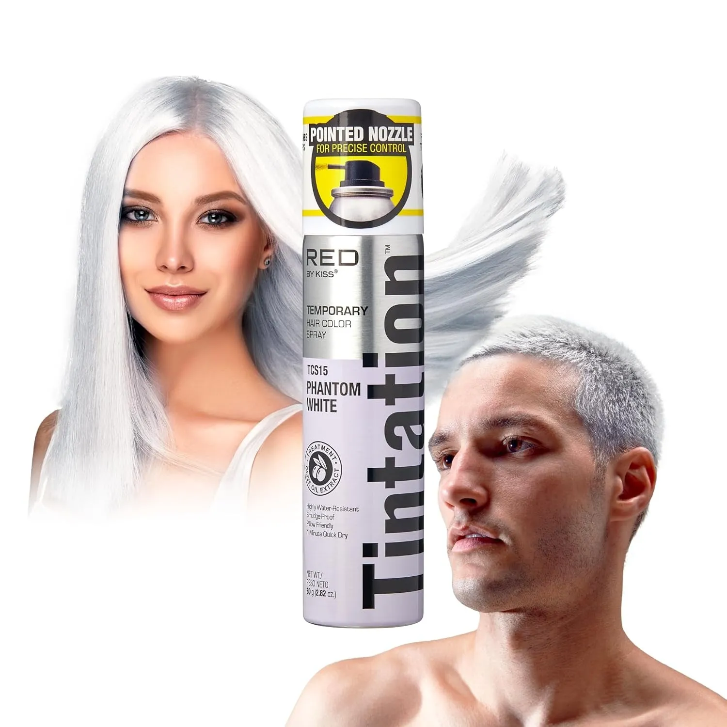 Tintation Temporary Hair Color Spray, Instant Gray Root Cover Up, Water-Resistant, Smudge-Proof, Easy Wash Out, Hairline & Barber Touch-Up, Quick Dry (Black)
