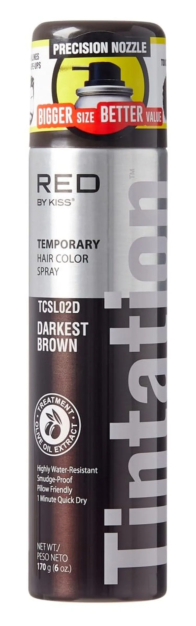 Tintation Temporary Hair Color Spray, Instant Gray Root Cover Up, Water-Resistant, Smudge-Proof, Easy Wash Out, Hairline & Barber Touch-Up, Quick Dry (Black)