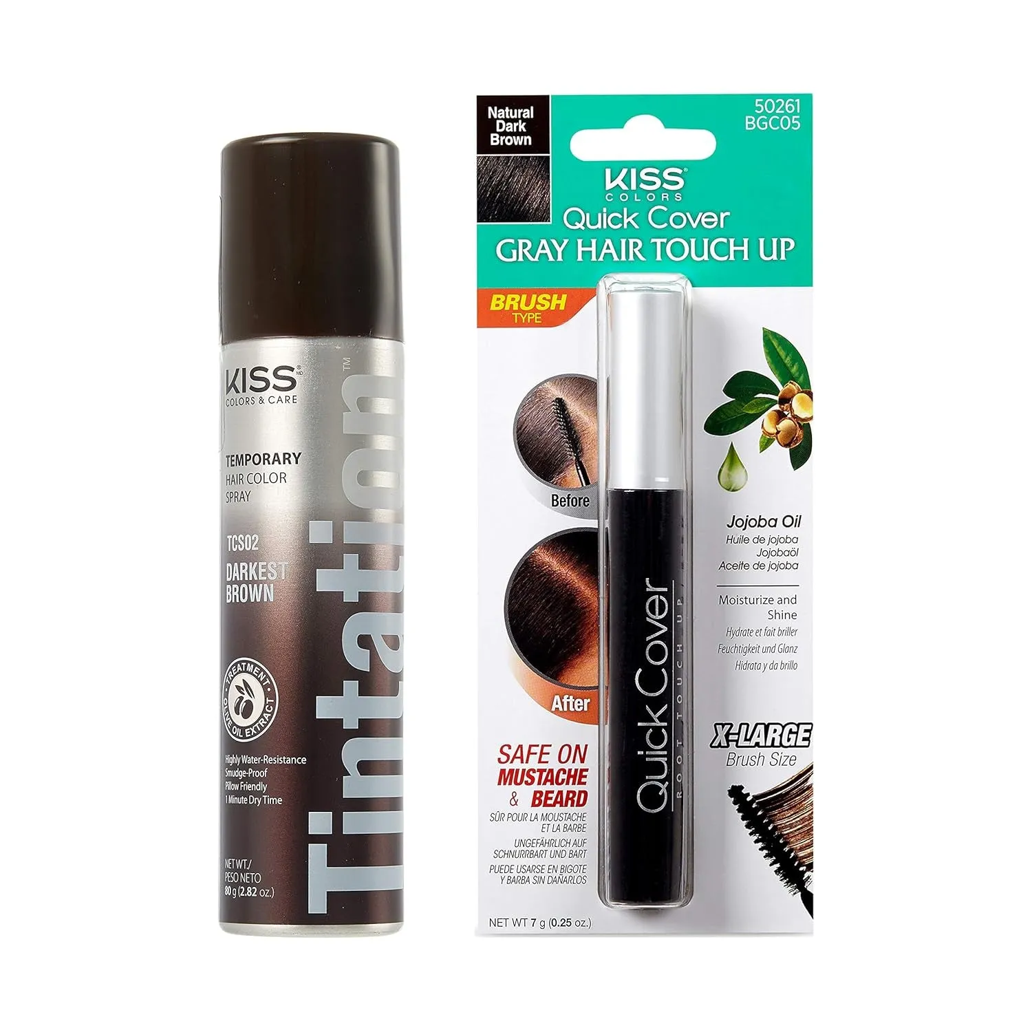 Tintation Temporary Hair Color Spray, Instant Gray Root Cover Up, Water-Resistant, Smudge-Proof, Easy Wash Out, Hairline & Barber Touch-Up, Quick Dry (Black)
