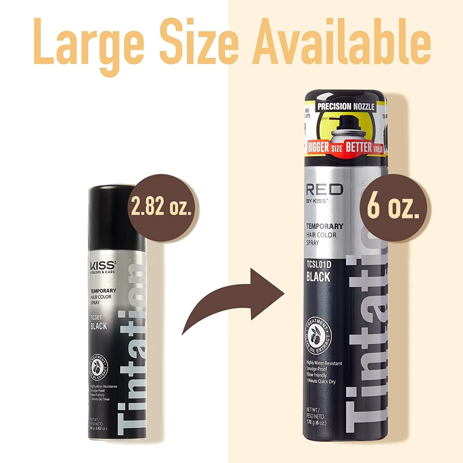 Tintation Temporary Hair Color Spray, Instant Gray Root Cover Up, Water-Resistant, Smudge-Proof, Easy Wash Out, Hairline & Barber Touch-Up, Quick Dry (Black)