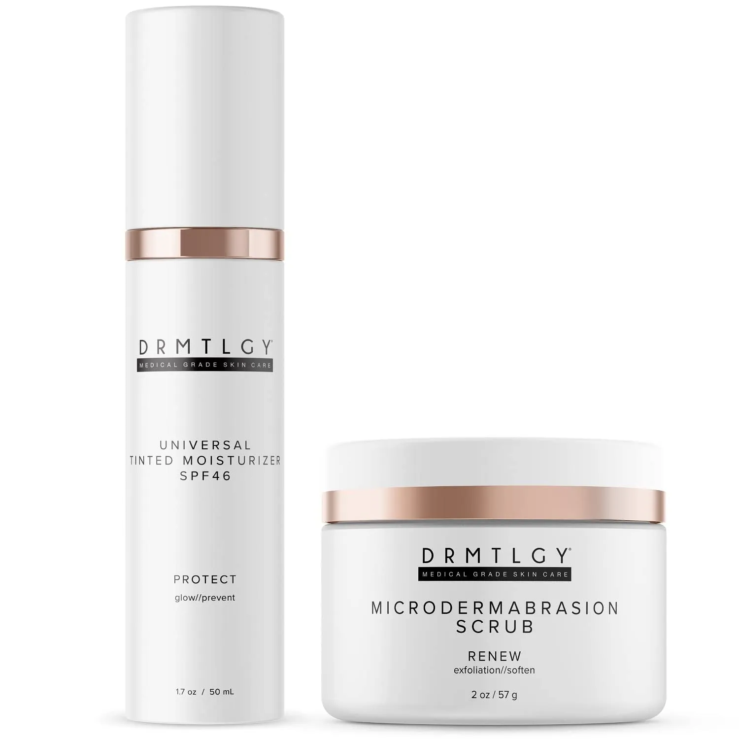 Universal Tinted Moisturizer with SPF 46 & Microdermabrasion Facial Scrub Set - Universal Tinted SPF & Face Exfoliator 2 Pack