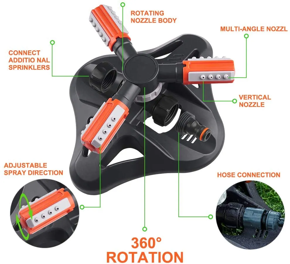 Upgrade Lawn Sprinkler Automatic 360 Degree Rotating Irrigation Sprinkler System