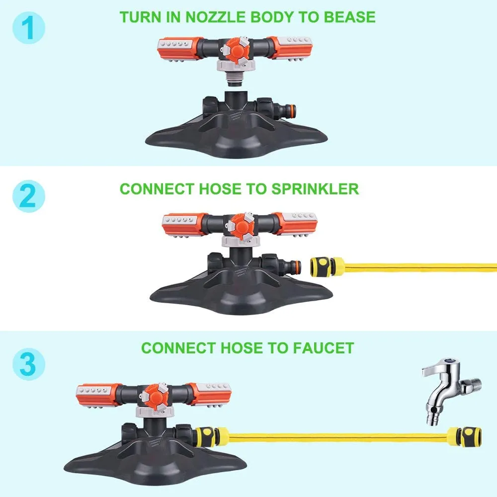 Upgrade Lawn Sprinkler Automatic 360 Degree Rotating Irrigation Sprinkler System