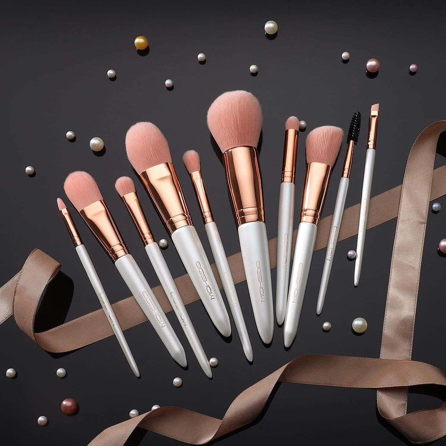 VEGAN SERIES - 10 PCS NANOFIBER BRUSH KIT - ROSE GOLD