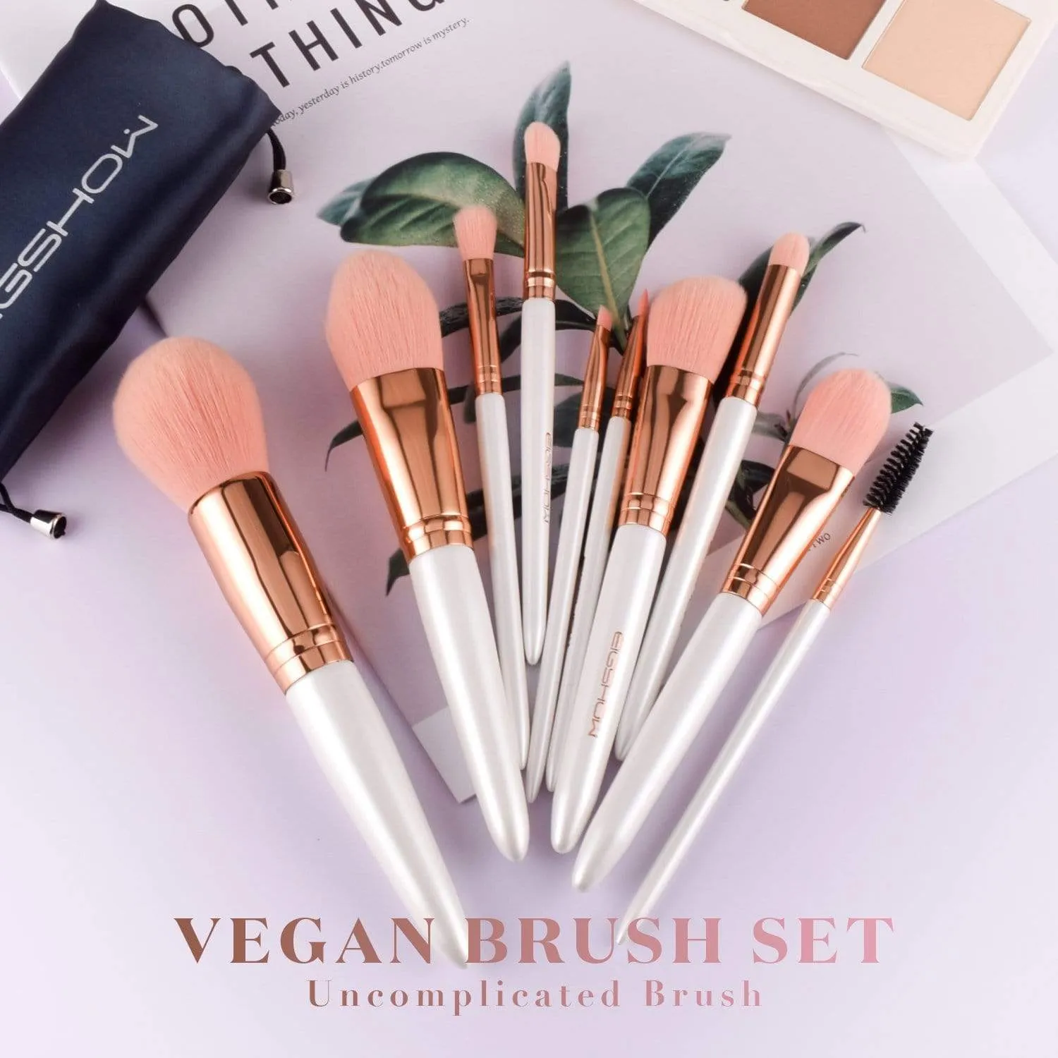 VEGAN SERIES - 10 PCS NANOFIBER BRUSH KIT - ROSE GOLD