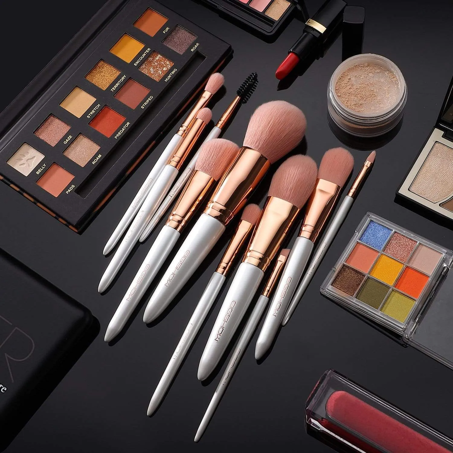 VEGAN SERIES - 10 PCS NANOFIBER BRUSH KIT - ROSE GOLD