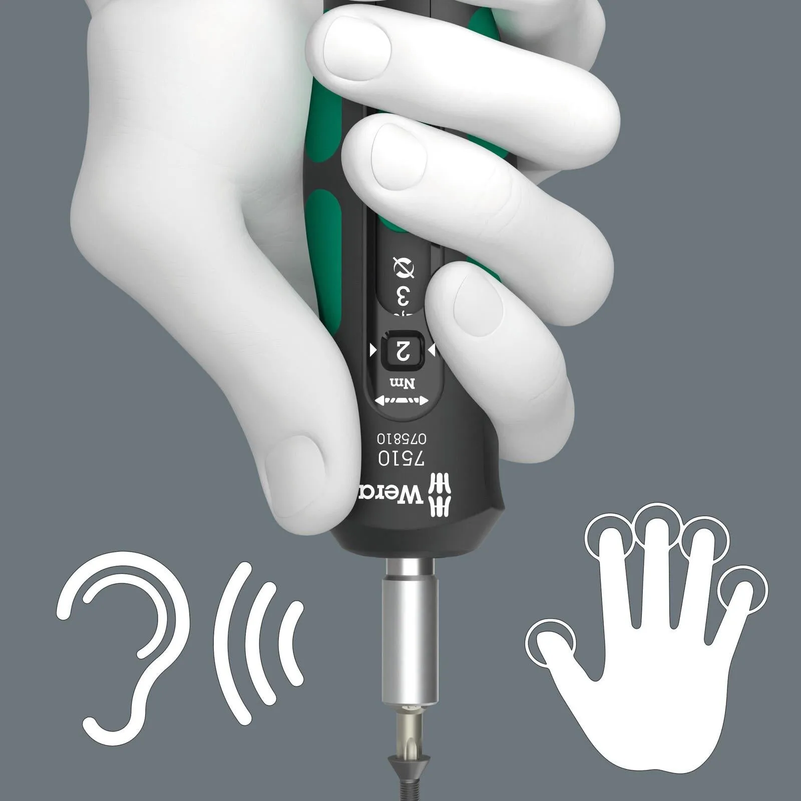 Wera Torque Wrench Screwdriver 1/4" Hex 7510 Kraftform Safe Torque Speed Torque 1-3 Nm