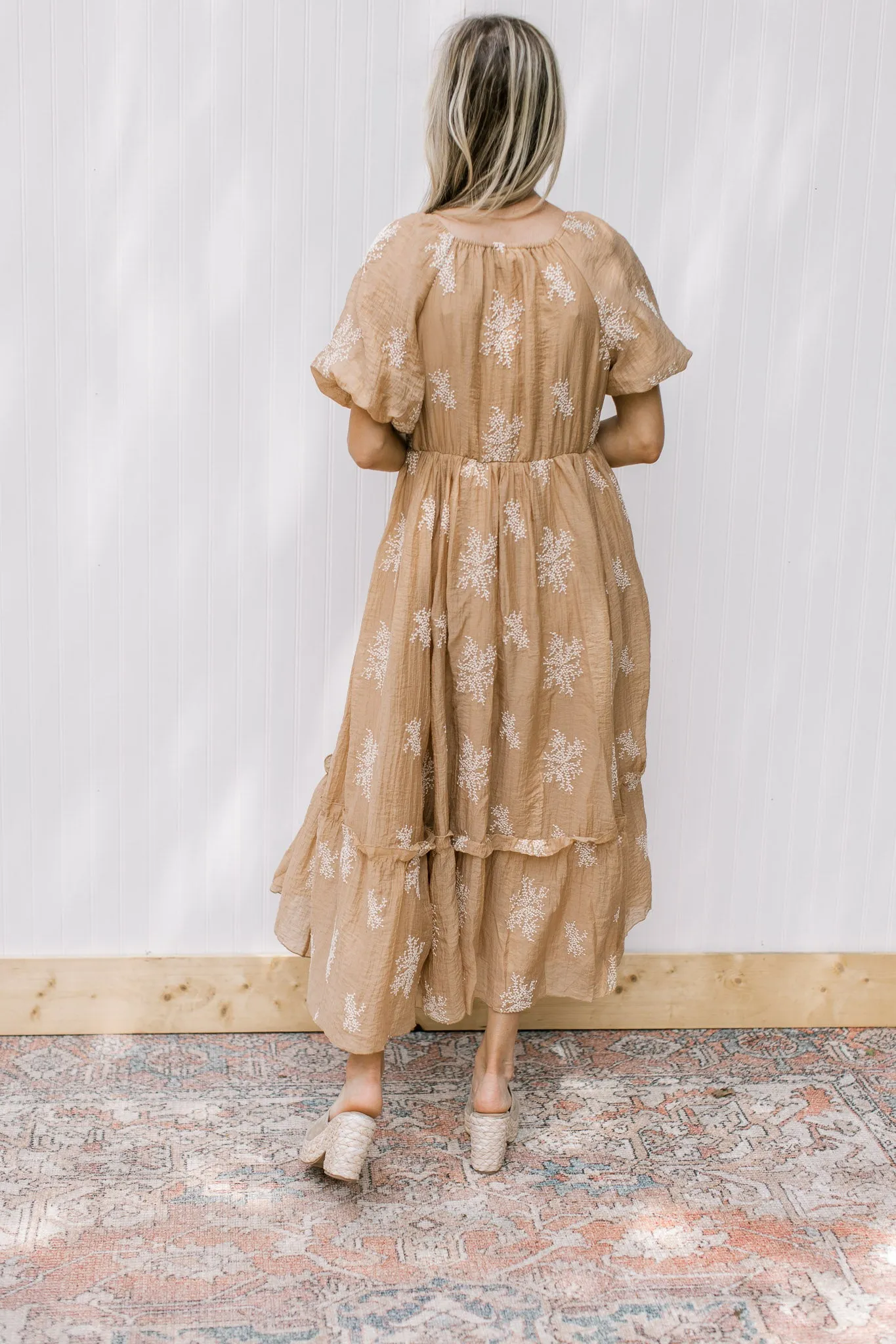 XZ Camel Flower Spray Dress