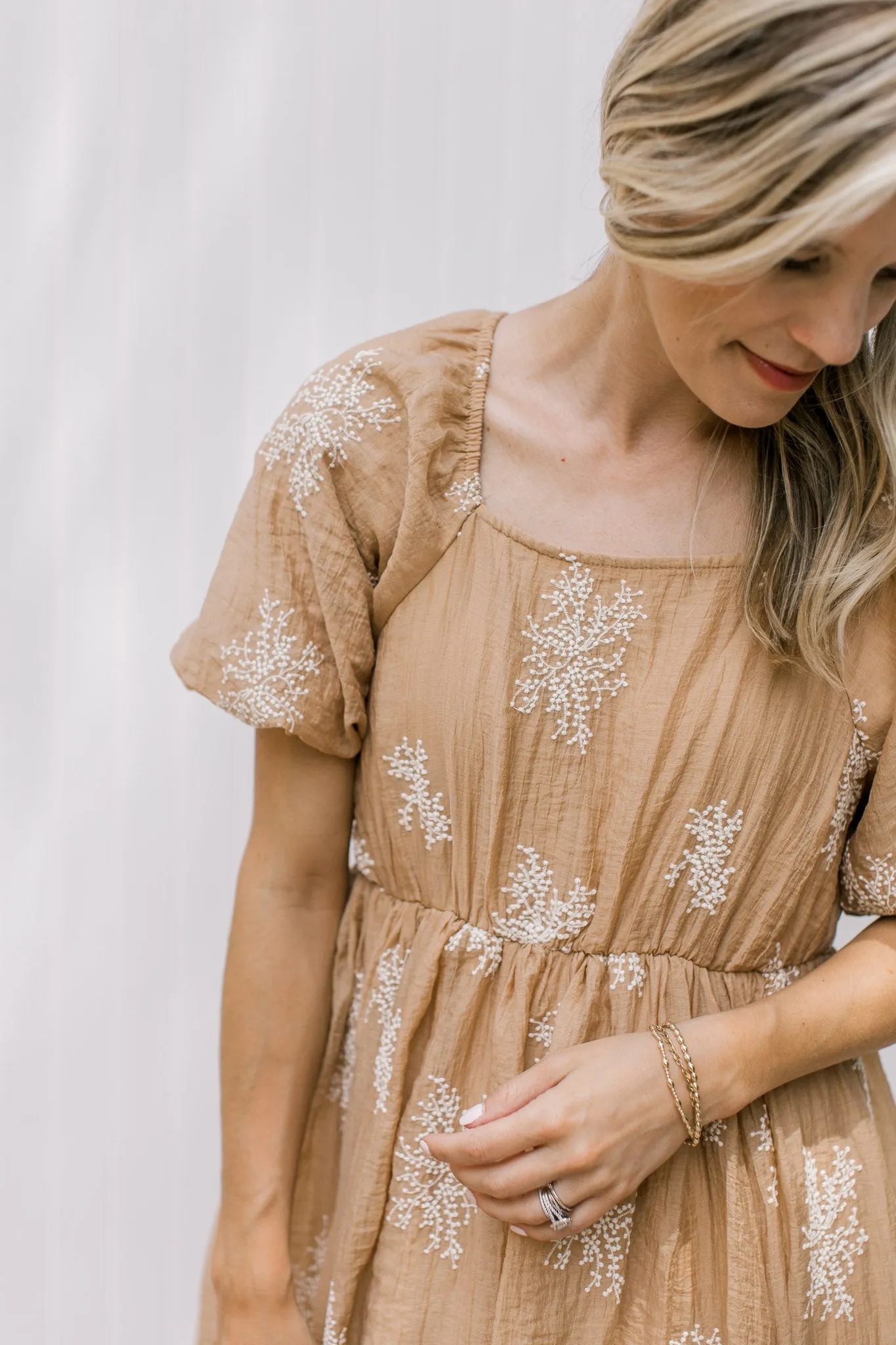 XZ Camel Flower Spray Dress