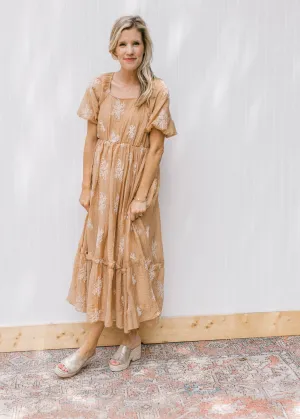 XZ Camel Flower Spray Dress
