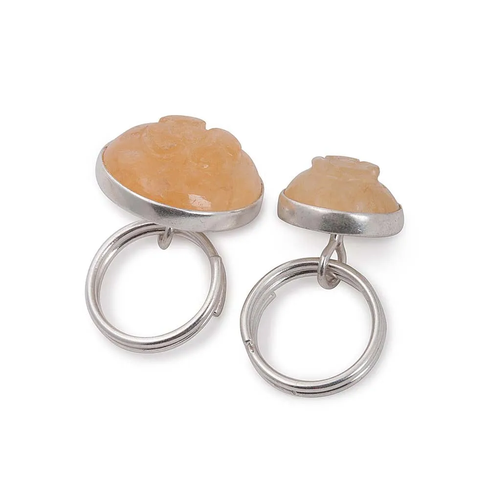 Yellow Aventurine Floral Silver Sherwani Buttons (Set of 13)