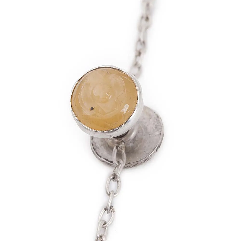 Yellow Aventurine Silver Kurta Buttons
