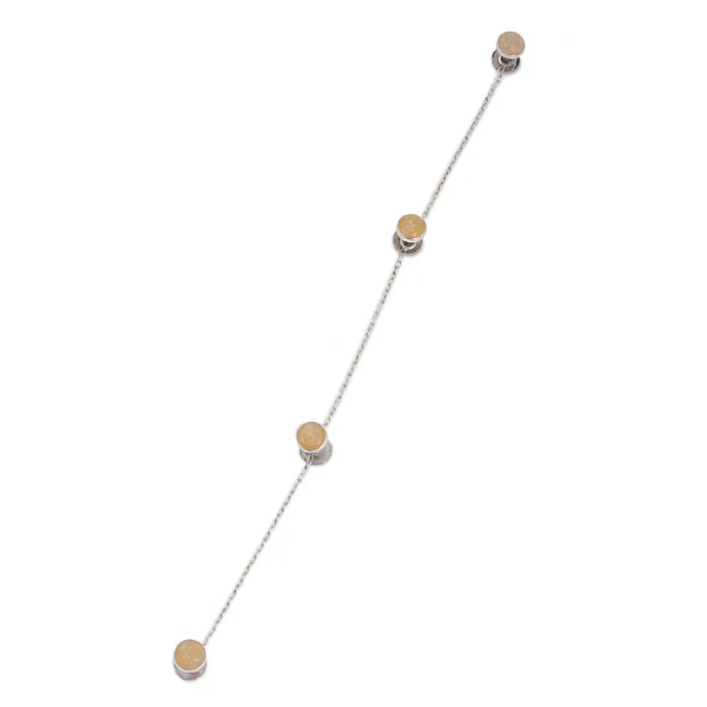 Yellow Aventurine Silver Kurta Buttons
