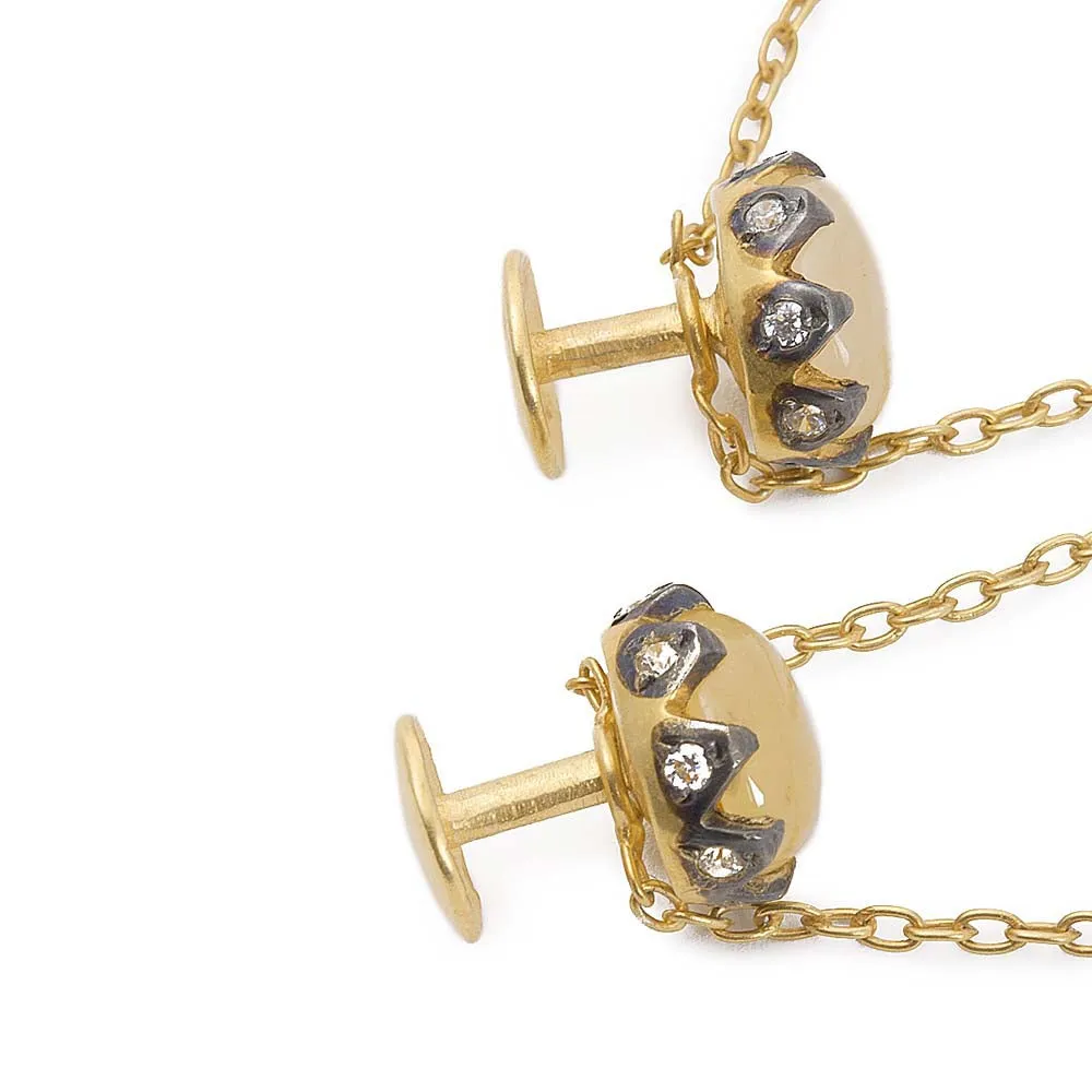 Yellow Aventurine Silver Kurta Buttons