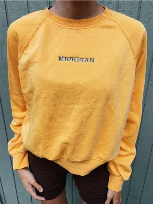 Yellow Crewneck Michigan Embroidery